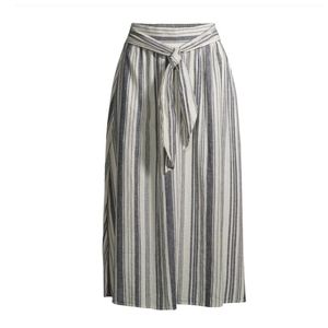 Time And Tru Linen Striped A-line Midi Skirt Tie Bow Size Large (12-14)